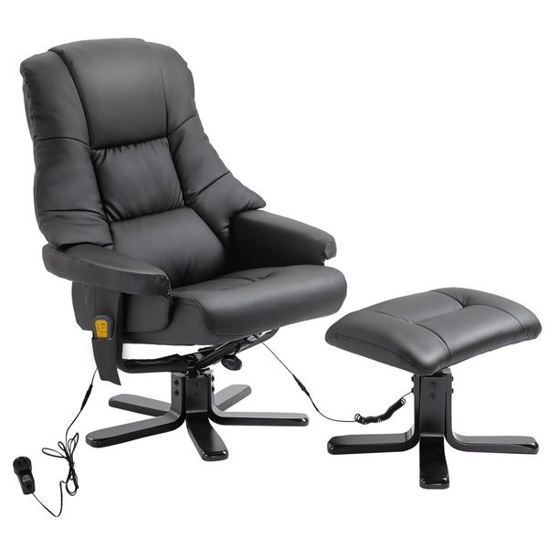 Full Body Massage Recliner Chair 8-Point Heated Office Chair Black