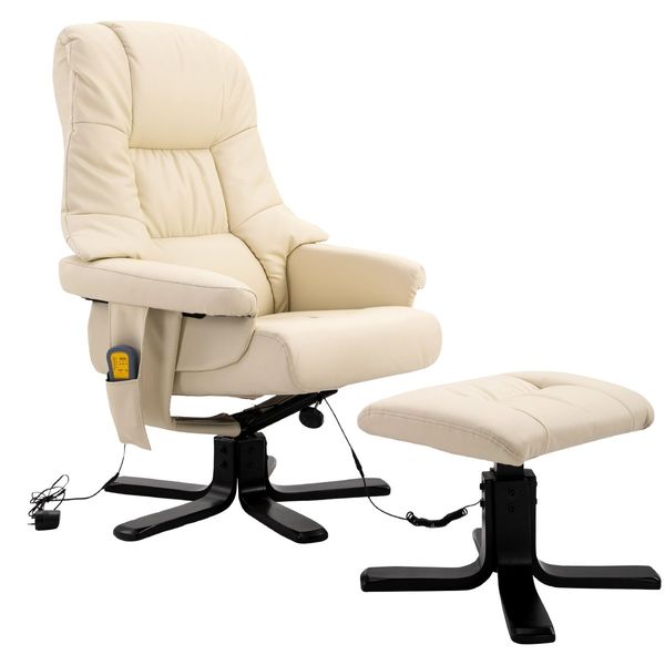 Full Body Massage Recliner Chair 8 Point Heated Office Chair Beige