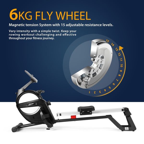 Genki Magnetic Rowing Machine Home Gym Exercise Equipment Rower Workout 15 Levels 