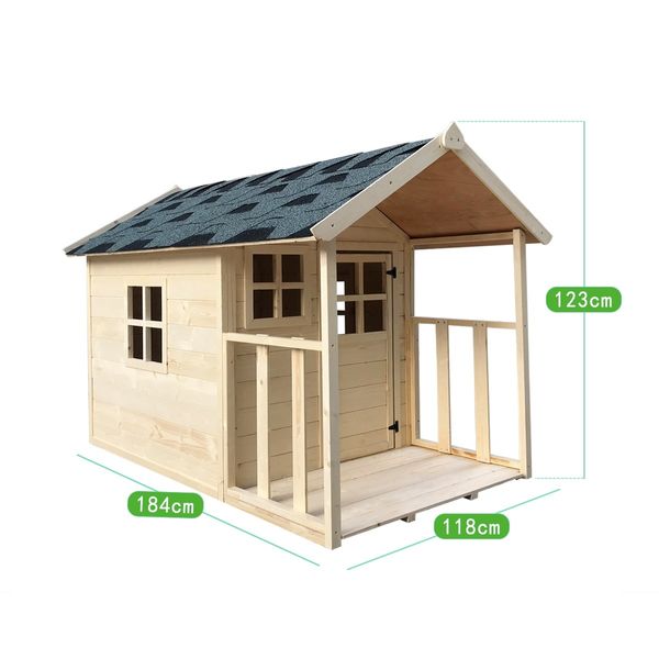 Wooden Cubby House for Kids Children Outdoor Playhouse with Flooring