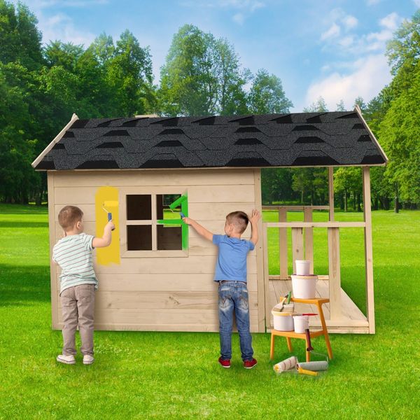 Wooden Cubby House for Kids Children Outdoor Playhouse with Flooring