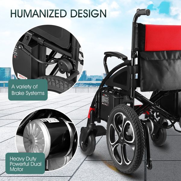 Electric Wheelchair Motorised Folding Mobility Scooter Lightweight Powerchair Red