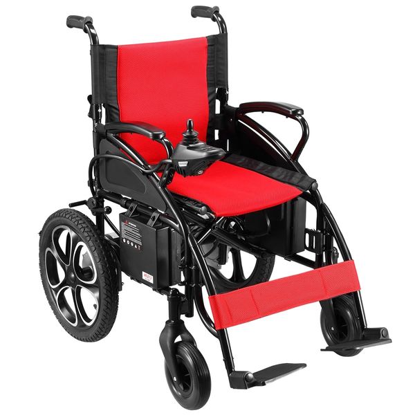 Electric Wheelchair Motorised Folding Mobility Scooter Lightweight Powerchair Red