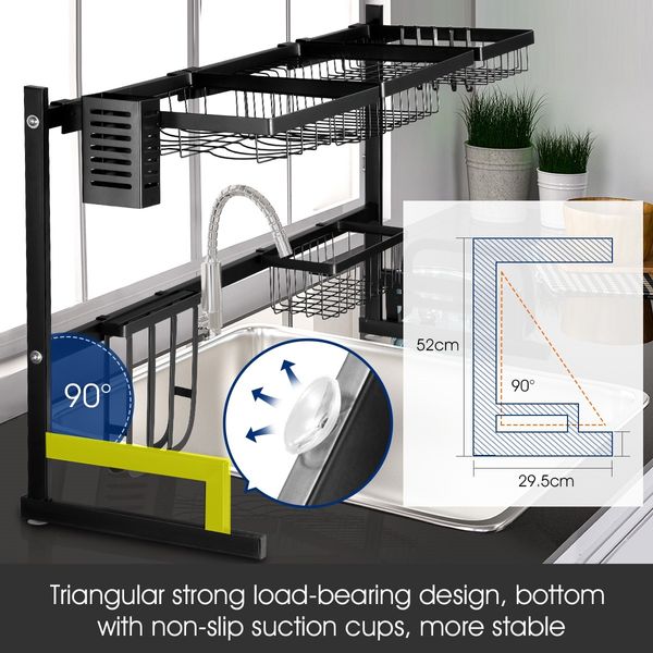 Multifunctional Kitchen Over Sink Dish Drying Rack Stainless Steel Storage Shelf Organiser