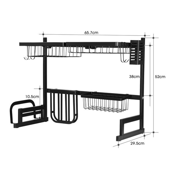 Large Kitchen Dish Rack Over the Sink Dish Drying Rack Stainless Steel with Utensil Holders