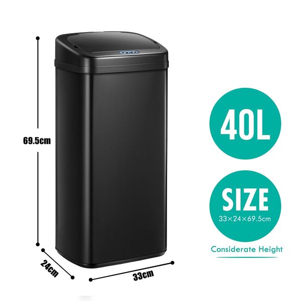 40L Sensor Bin Auto Rubbish Bin Recycle Trash Can Touch-free Kitchen Garbage Bin