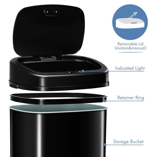 58L Sensor Bin Automatic Trash Can Touch-free Kitchen Garbage Bin