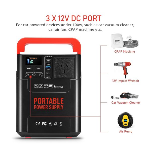 Portable 88500mAh 328WH Power Station 150W Solar Generator Battery Backup