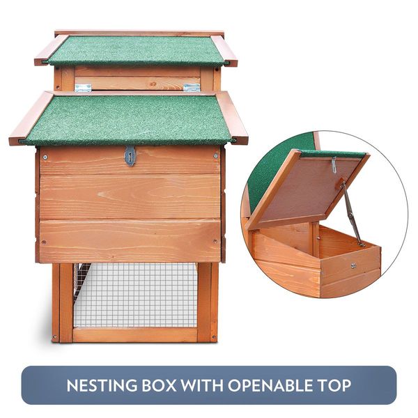 Wooden Chicken Run Coop Rabbit House Bunny Duck Hutch Hen Cage Nesting Box Enclosure Outdoor 2 Stories XL 178cm