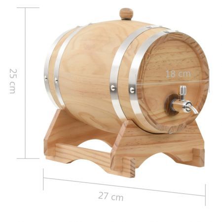 Wine Barrel with Tap Solid Pinewood 6 L