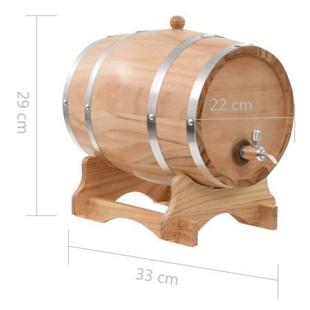 Wine Barrel with Tap Solid Pinewood 12 L