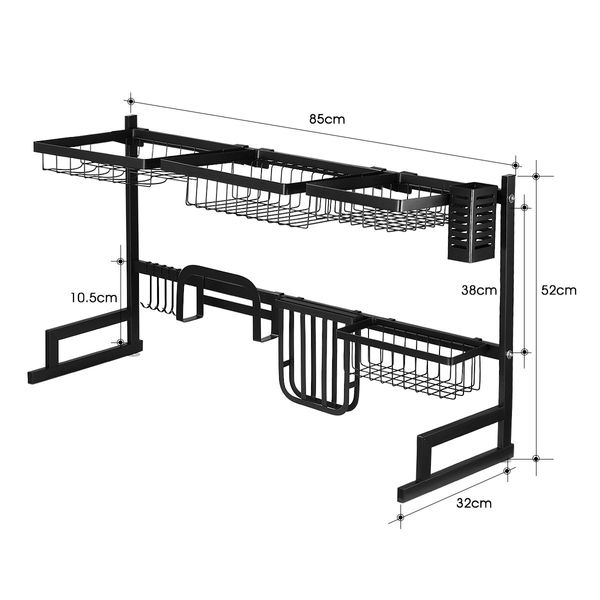 Multifunctional Kitchen Over Sink Dish Drying Rack Stainless Steel Storage Shelf Organiser