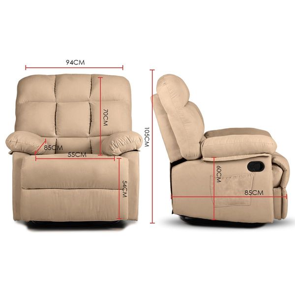 360-Degree Swivel Recliner Rocking Armchair 8-Point Heated Massage Chair Beige