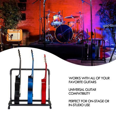 Guitar Stand 5 Holder Multiple Foldable Guitar Rack Black Melodic