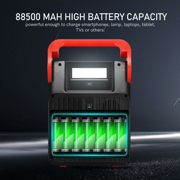 Portable 88500mAh 328WH Power Station 150W Solar Generator Battery Backup