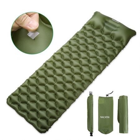 NACATIN LY - 75 Air Mattress Water Toy Inflatable Portable Sleeping Pad Bed Integral Pillow Manual Air Pump Camping Nap