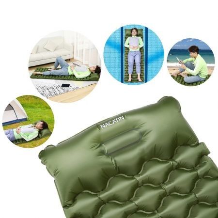 NACATIN LY - 75 Air Mattress Water Toy Inflatable Portable Sleeping Pad Bed Integral Pillow Manual Air Pump Camping Nap