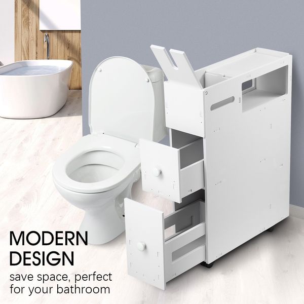 Wheeled Bathroom Cabinet Storage Drawer Organiser Toilet Caddy Tissue Box Holder