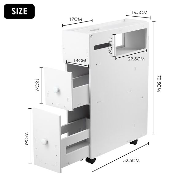 Wheeled Bathroom Cabinet Storage Drawer Organiser Toilet Caddy Tissue Box Holder