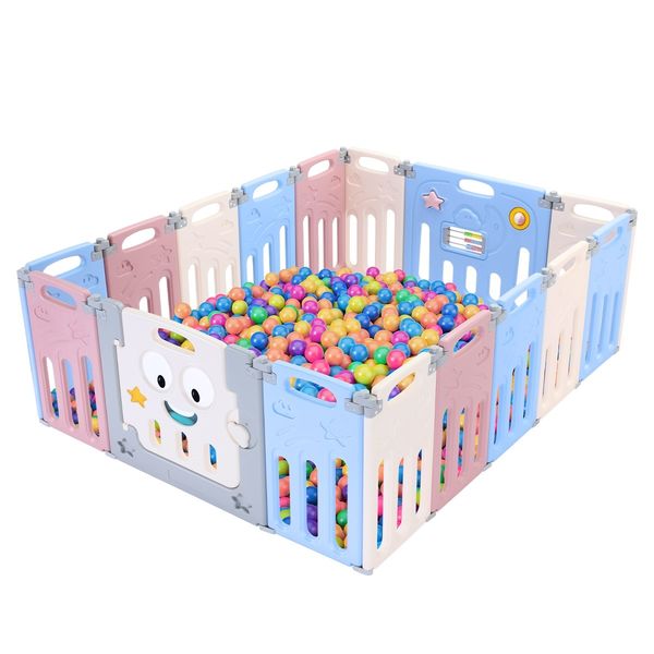 Baby Fence Playpen Barrier Room Enclosure Safety Gate Activity Centre Toddler Play Yard Elephant Design 16 Panels