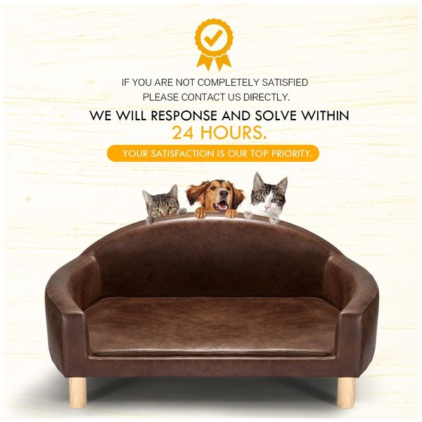 Dog Sofa Cat Couch Puppy Elevated Bed Doggy Soft Cushioned Lounge Chaise Pet Furniture PU Leather