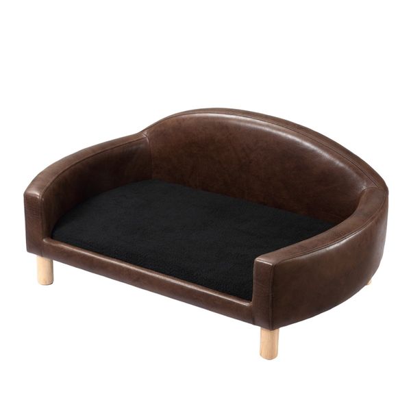 Dog Sofa Cat Couch Puppy Elevated Bed Doggy Soft Cushioned Lounge Chaise Pet Furniture PU Leather