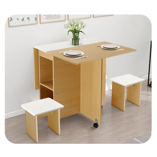 Multifunctional 5 Piece Foldable Dining Table and Chair Set Wooden Home Furniture