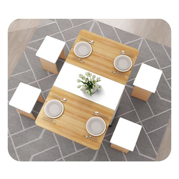 Multifunctional 5 Piece Foldable Dining Table and Chair Set Wooden Home Furniture