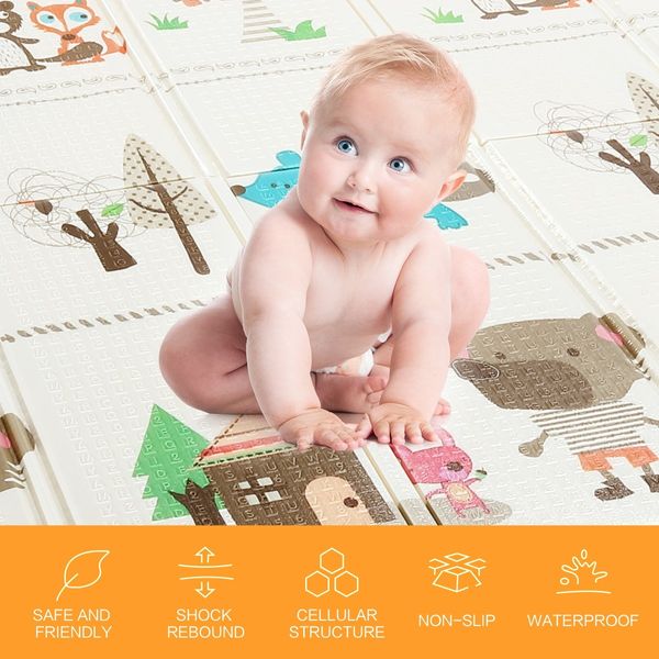 Baby Play Mat Kids Crawling Rug Carpet Pad Activity Gym Centre Waterproof Reversible Animal Alphabet Print 200cmx180cmx15mm