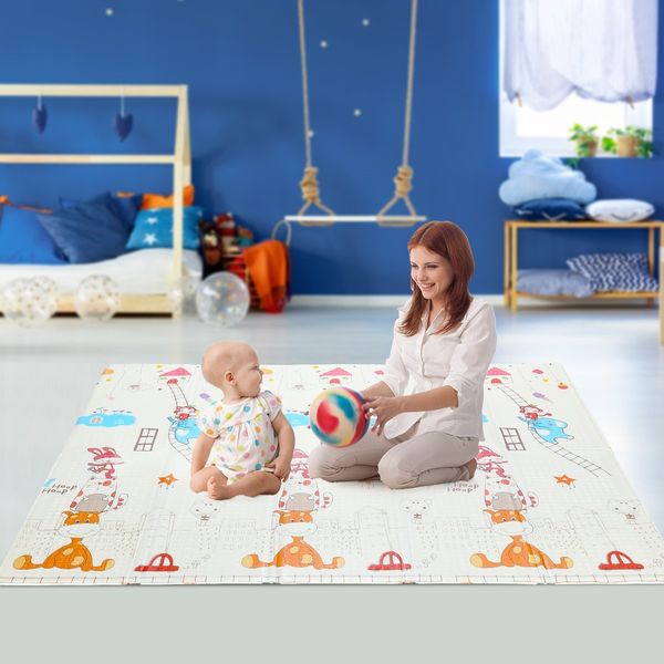 Baby Play Mat Kids Crawling Rug Carpet Pad Activity Gym Centre Waterproof Reversible Animal Alphabet Print 200cmx180cmx15mm