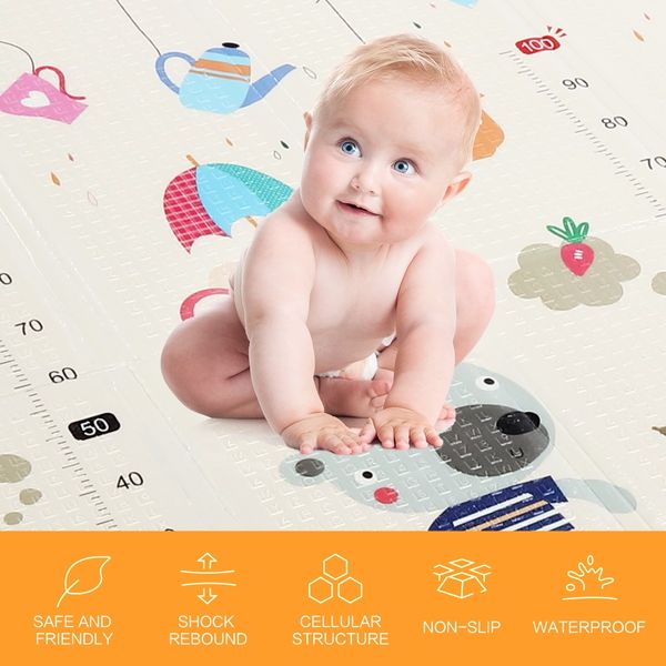 Baby Play Mat Waterproof Kids Crawling Carpet Pad Rug Activity Gym Centre Reversible 200cmx180cmx15mm