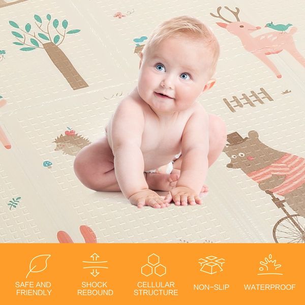 Baby Play Mat Reversible Kids Carpet Crawling Pad Rug Activity Gym Centre Waterproof 200cmx180cmx10mm