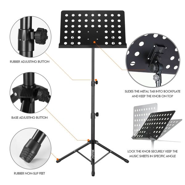 Melodic Folding Music Sheet Stand with Rubber Feet