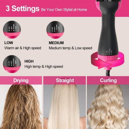 One-Step Hair Dryer and Volumizer Hot Air Brush, Pink