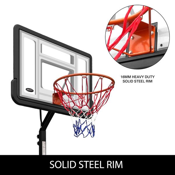 Genki Adjustable 2.1-2.6m Portable Basketball Hoop Stand System Backboard Rim