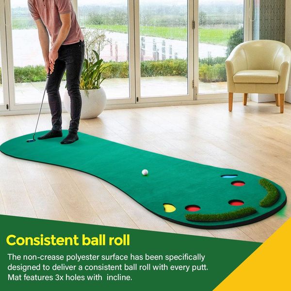 Home Golf Putting Mat Putting Green with Slope Golf Training Course-Artificial Grass Surface