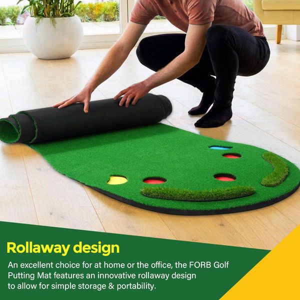 Home Golf Putting Mat Putting Green with Slope Golf Training Course-Artificial Grass Surface