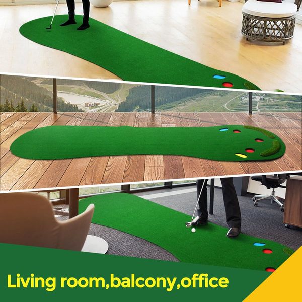 Home Golf Putting Mat Putting Green with Slope Golf Training Course-Artificial Grass Surface