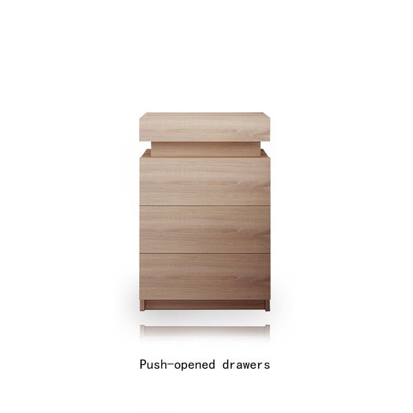 Oak Modern Nightstand Bedside Tables 3 Drawers High Gloss Front 