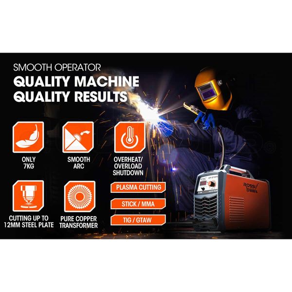 ROSSI 140 Amp 3in1 Multi-process Plasma Cutter GTAW Stick Gas Tungsten Arc Portable Inverter TIG Welder