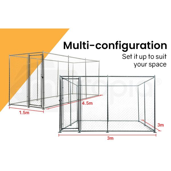 3x3m Dog Enclosure Kennel Large Chain Cage Pet Animal Puppy Fencing Outdoor Run