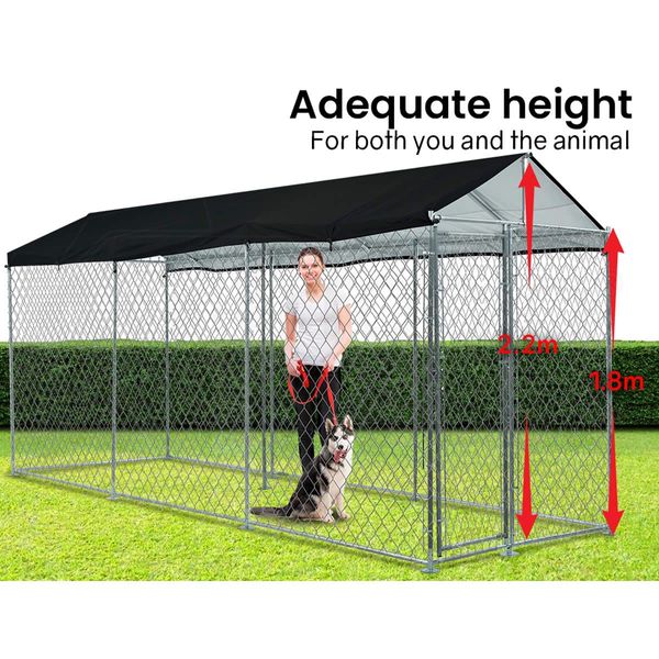 NEATAPET 4.5x1.5m Outdoor Chain Wire Dog Enclosure Kennel with Shade Cover for Dog, Puppy