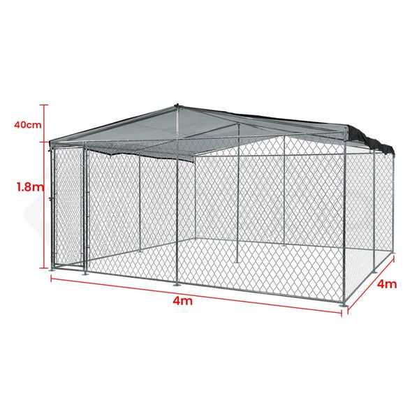 4x4m Dog Enclosure Kennel Large Chain Cage Pet Animal Cover Shade Fencing Run