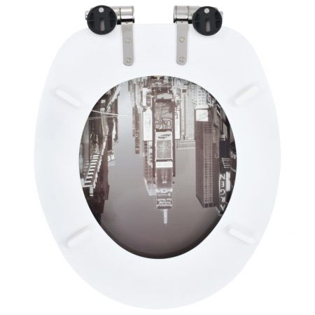 WC Toilet Seat with Soft Close Lid MDF New York Design