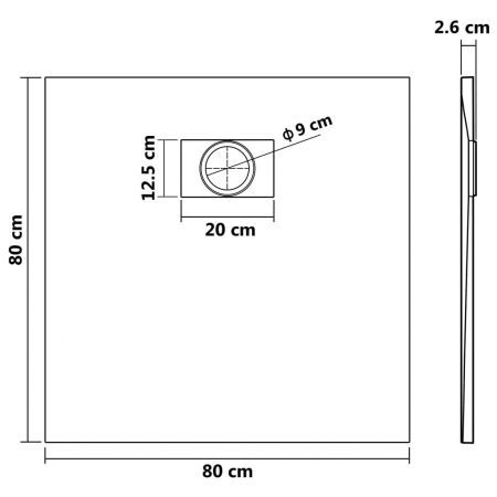 Shower Base Tray SMC White 80x80 cm