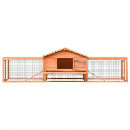 Rabbit Hutch Solid Pine & Fir Wood 303x60x86 cm