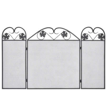 3-panel Fireplace Screen Iron Black