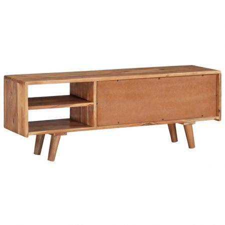 TV Cabinet Solid Acacia Wood with Carved Doors 117x30x40 cm