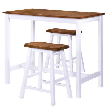 Bar Table and Stool Set 3 Pieces Solid Wood