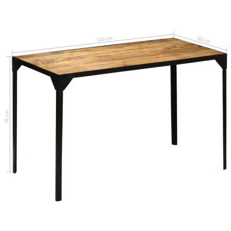 Dining Table Solid Rough Mange Wood and Steel 120 cm